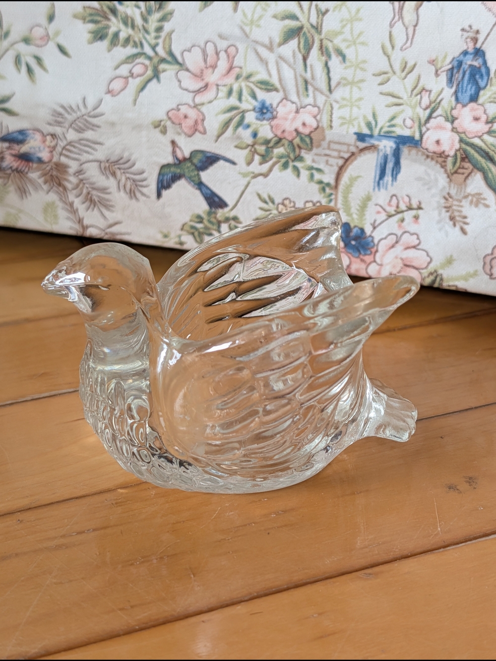 Vtg Avon Glass Bird Tealight Holder